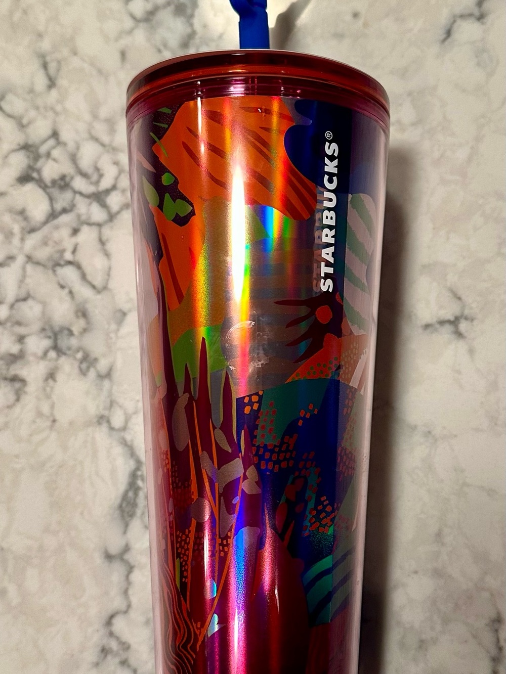 Starbucks Iridescent Floral Cold Cup Tumbler - silicone butterfly topper